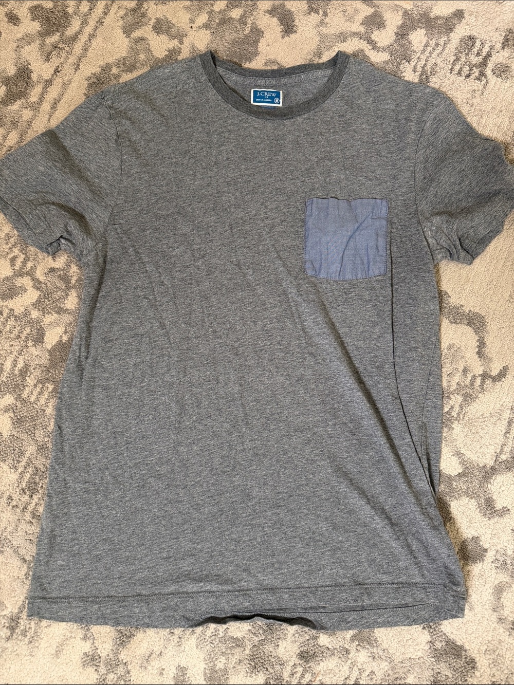 J. Crew Men’s Gray Tee with Blue Chest Pocket